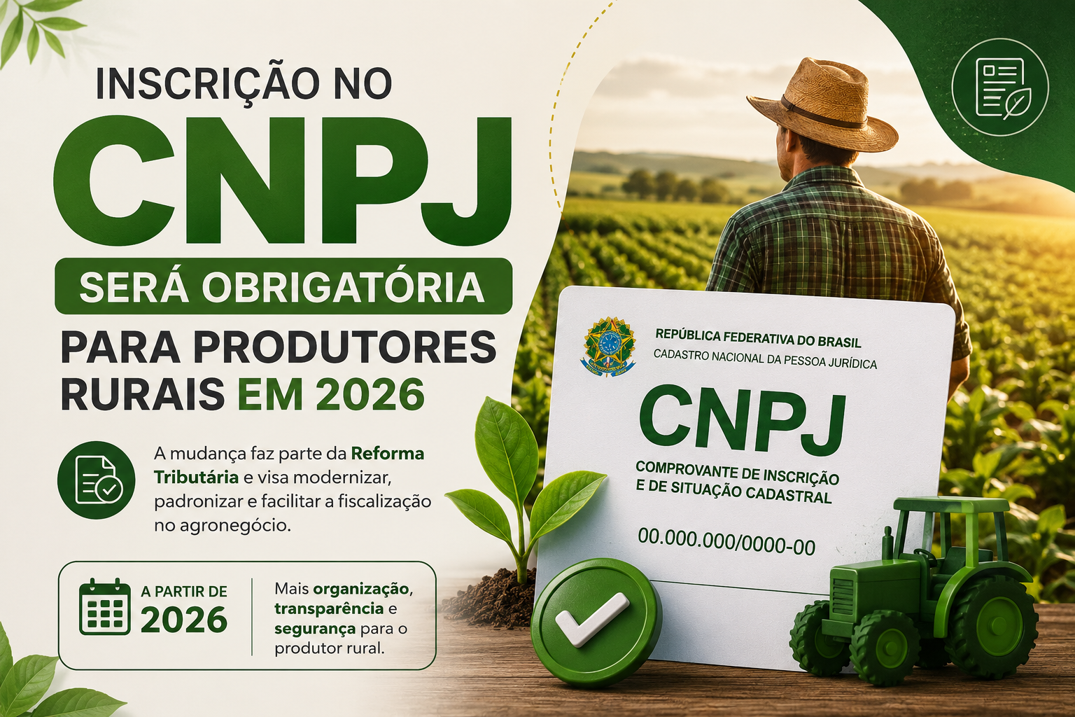 Inscrição no CNPJ será obrigatória para produtores rurais em 2026
